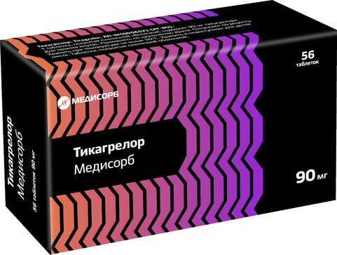 Тикагрелор таб п/о 90мг N 56