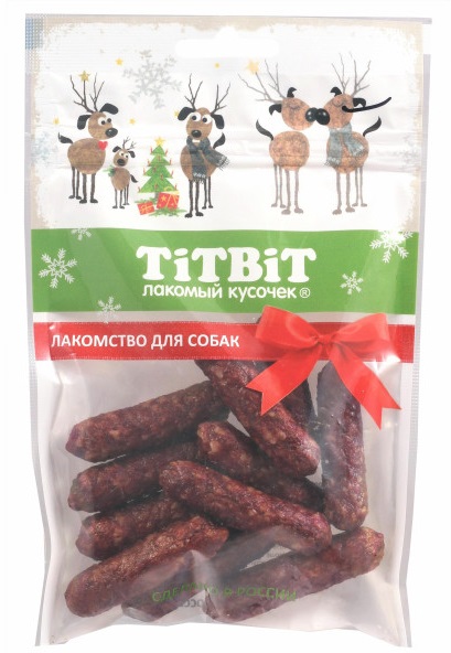 Колбаски венгерские для собак Титбит новогодняя коллекция 80 г