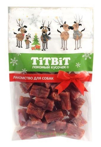 Колбаски телячьи для собак Титбит новогодняя коллекция 80 г