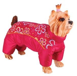 Комбинезон для собак девочек китайская хохлатая красный с цветами Dezzie болонь 36х52см 5635461