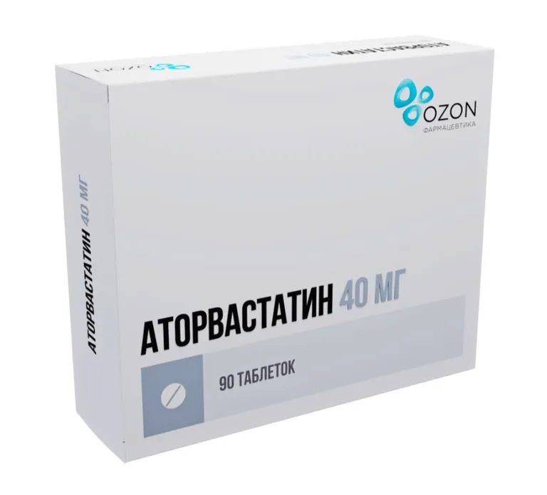 Аторвастатин тб п/об пленочной 40мг n90