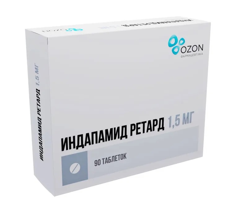 Индапамид ретард тб п/об пленочной пролонг. 1.5мг n90