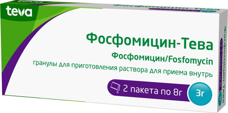 Фосфомицин-тева пор д/пригот р-ра д/приема внутрь 3 г N2