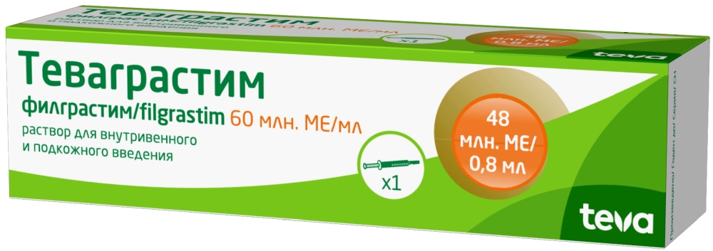 Теваграстим р-р д/и в/в и п/к 60млн МЕ/мл шприц 0.8мл №1