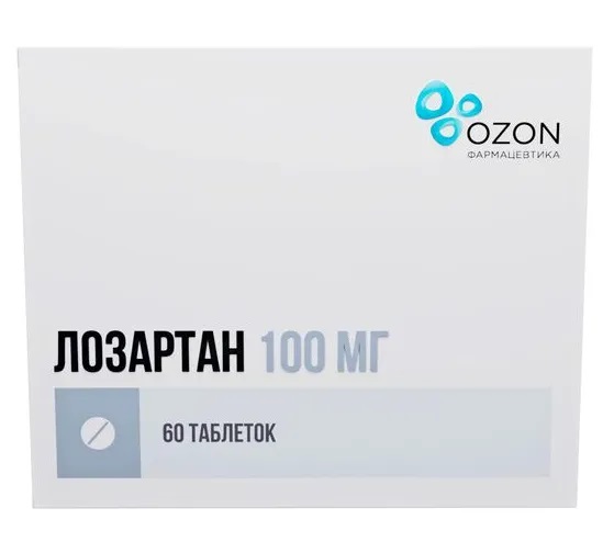 Лозартан тб п/о плен 100 мг N 60