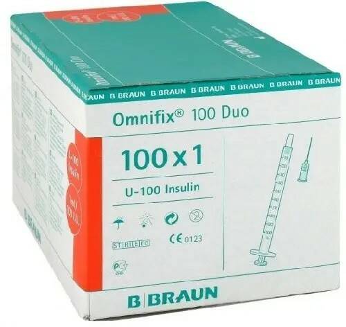Шприц B.Braun омнификс 100 дуо инсулиновый U-100