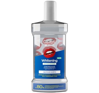 Global White ополаскиватель для  полости рта кислородное отбеливание ледяная свежесть 300мл