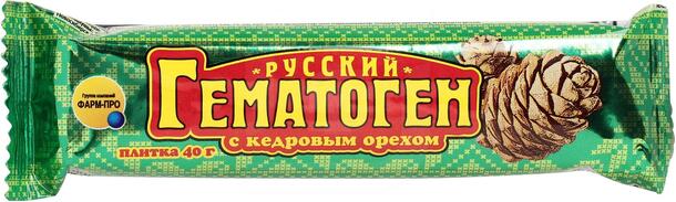 Гематоген русский плитки с кедровым орехом 40 г