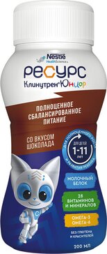 Ресурс Клинутрен юниор смесь жидкая для детей 1-11 лет шоколад 200мл N 1