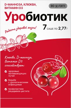 bioforte порошок уробиотик d-манноза 500мг саше n7 с экстрактом клюквы и вит.d3