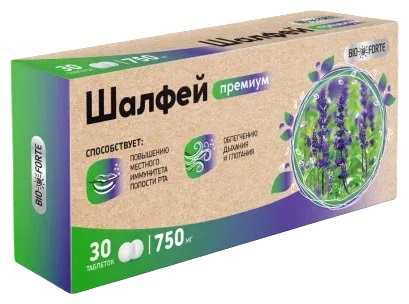 bioforte таб д/рассасывания шалфей премиум 750мг n30 бад