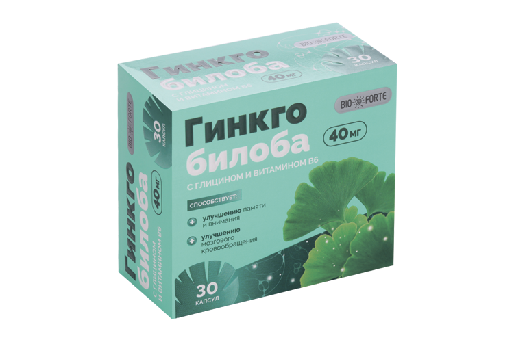 bioforte капс. гинкго билоба форте+глицин+вит.b6 240мг n30