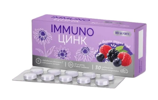 bioforte таб иммуно цинк 800мг n30 вкус лесных ягод