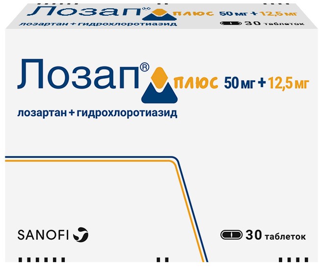 Лозап Плюс тб п/о 50мг+12,5мг N 30