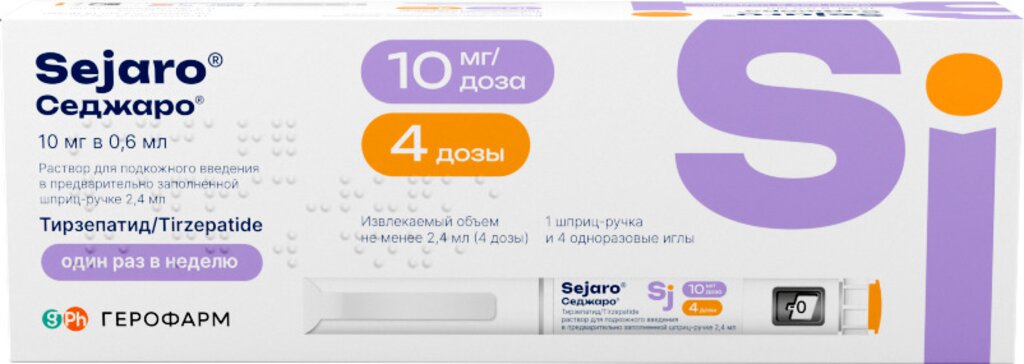 Седжаро р-р д/и 10мг/доза 2.4мл шприц-ручка N 1 с иглами N4
