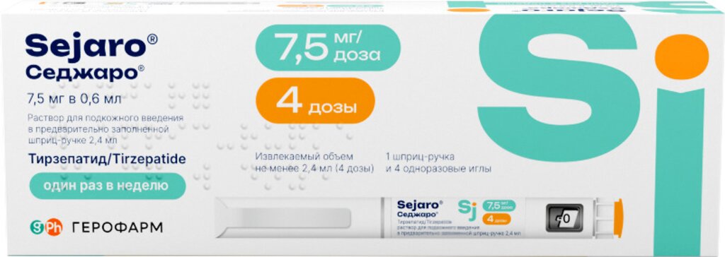 Седжаро р-р д/и 7.5мг/доза 2.4мл шприц-ручка N 1 с иглами N4