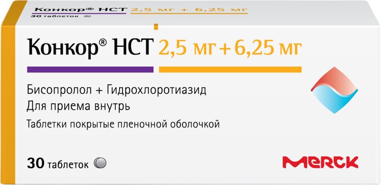 Конкор НСТ тб п/о 2.5мг+6.25мг N 30