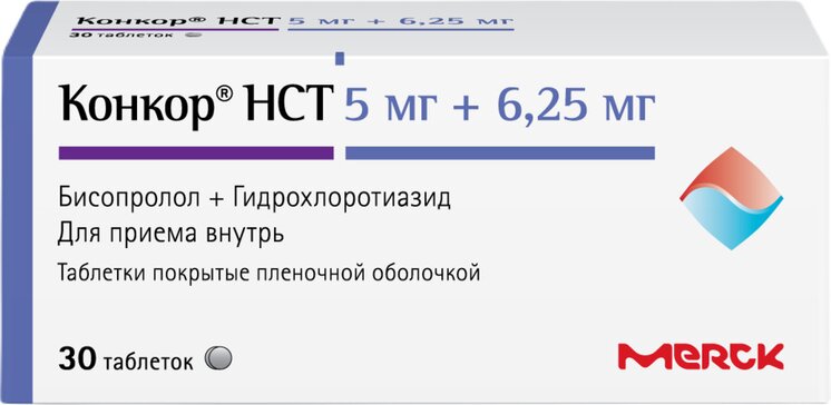 Конкор НСТ тб п/о 5мг+6.25мг N 30