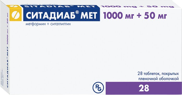 Ситадиаб Мет  табл п/о 1000+50 мг N 28