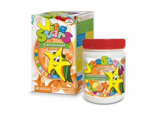 ВитаСтарс мультивитаминный комплекс паст. жев. N30 с холином цитрусовый микс