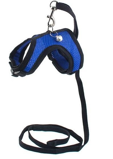 Комплект шлейка+поводок для кроликов и кошек синяя Дарэленд аэро 3d сетка 24-29см №5