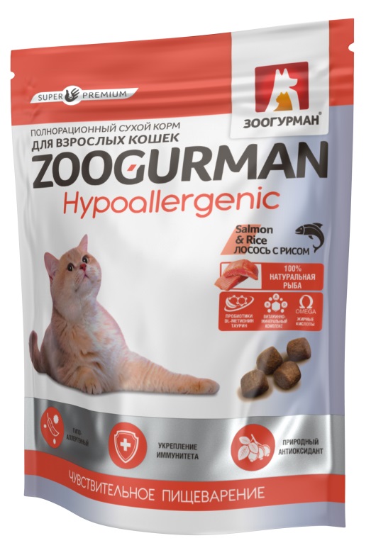 Корм гипоаллергенный для кошек Зоогурман 350 г лосось с рисом