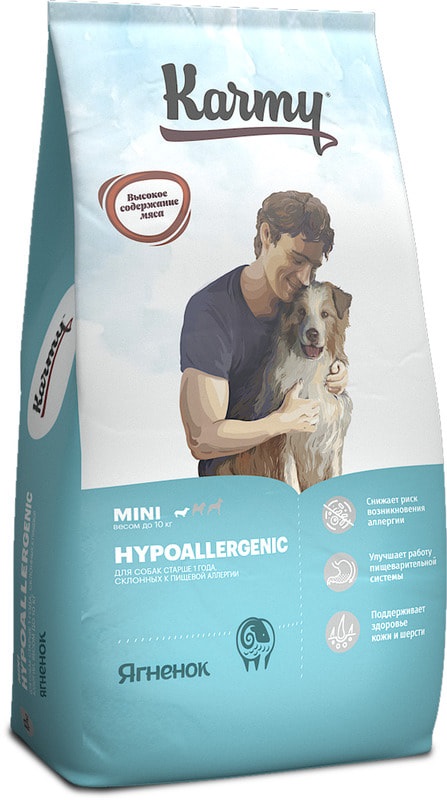 Корм гипоаллергенный для собак мелких пород Karmy hypoallergenic mini 10 кг ягненок