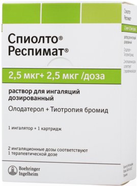 Спиолто респимат раствор для ингаляций дозированный 2,5мкг+2,5мкг 30 терапевтических доз