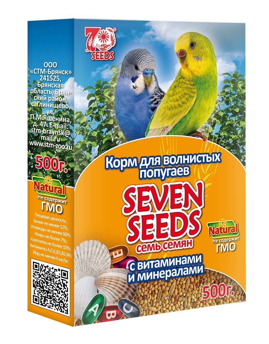 Корм для волнистых попугаев Seven seeds 500 г витамины и минералы