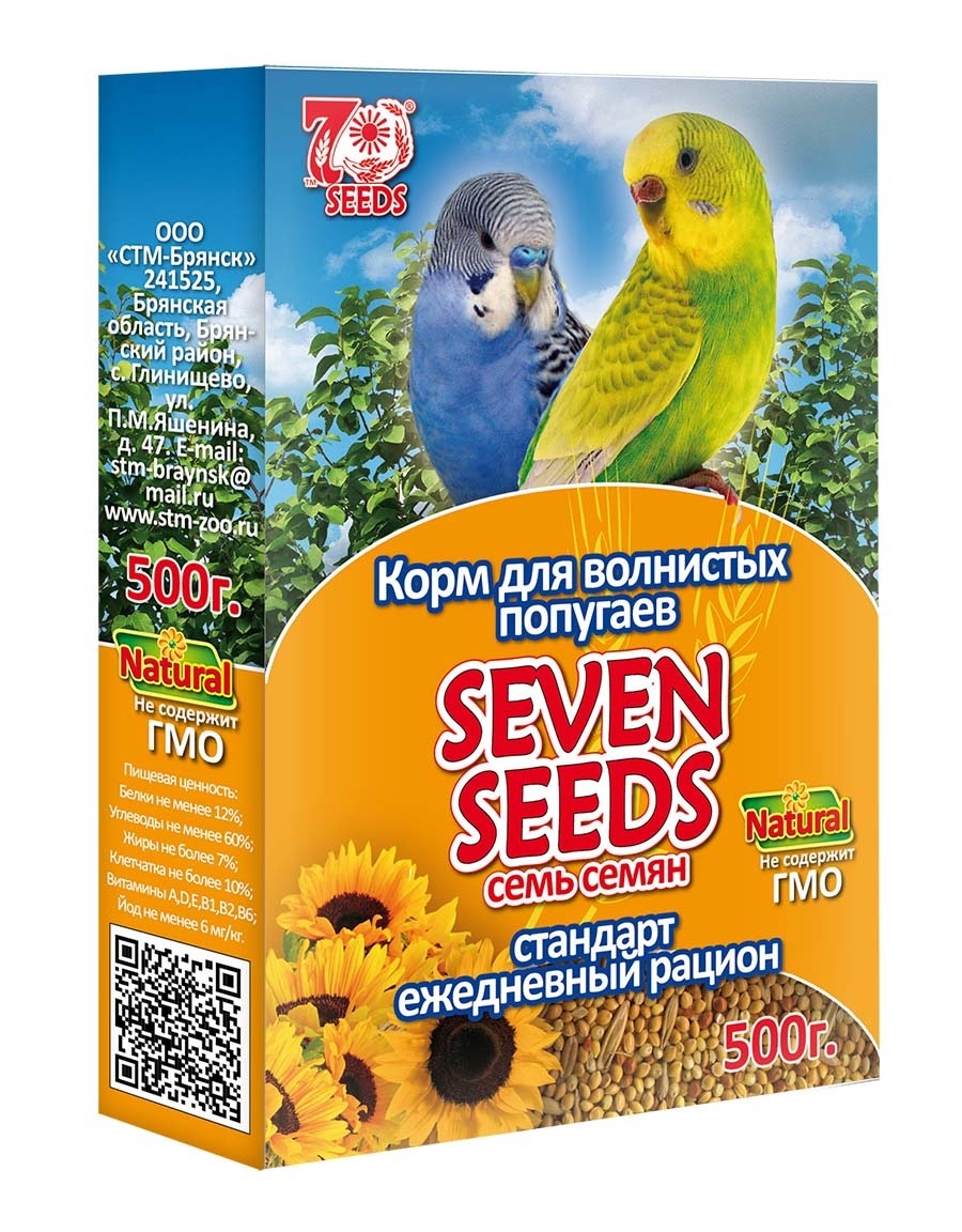 Корм для волнистых попугаев Seven seeds 500 г стандарт