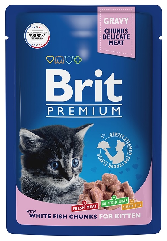 Корм для котят Brit premium 85 г пауч белая рыба в соусе