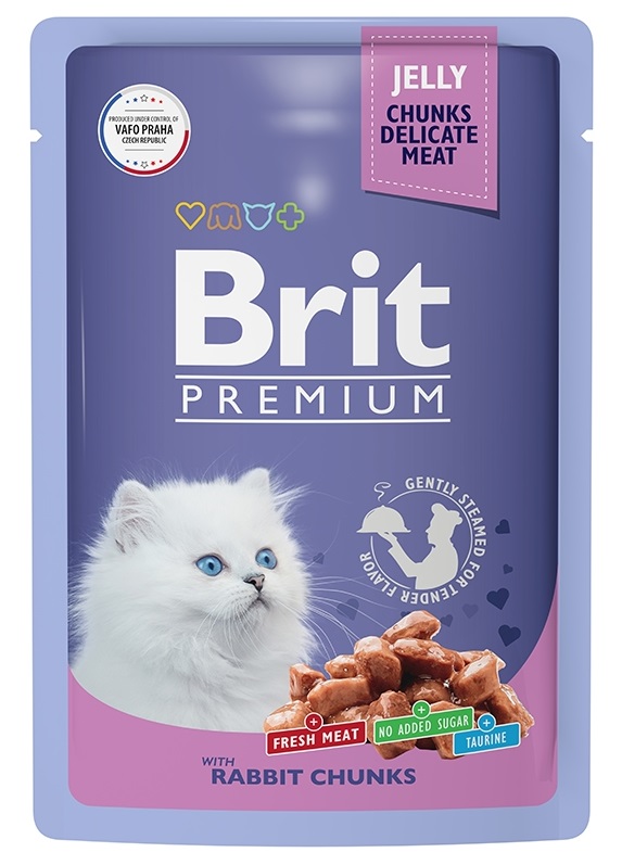 Корм для котят Brit premium 85 г пауч кролик в желе