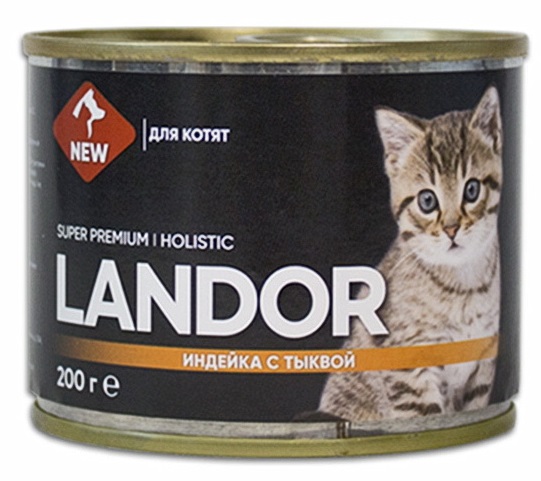 Корм для котят Landor 200 г бан. индейка с тыквой