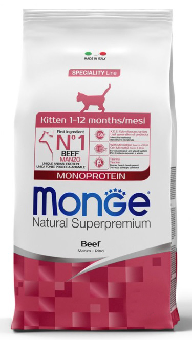 Корм для котят Monge cat monoprotein 1.5 кг говядина