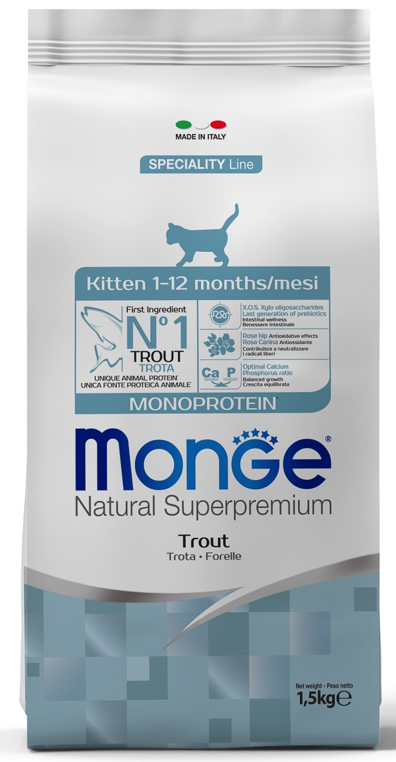 Корм для котят Monge cat monoprotein 1.5 кг форель
