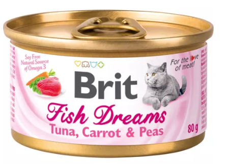 Корм для кошек Brit care fish dreams 80 г бан. тунец, морковь и горошек