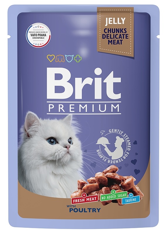 Корм для кошек Brit premium 85 г пауч ассорти из птицы в желе
