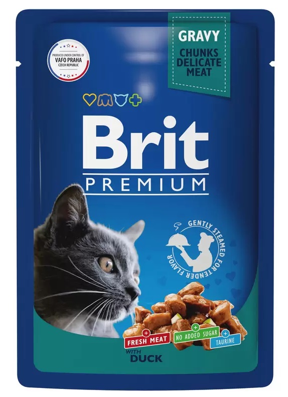 Корм для кошек Brit premium 85 г пауч утка в соусе