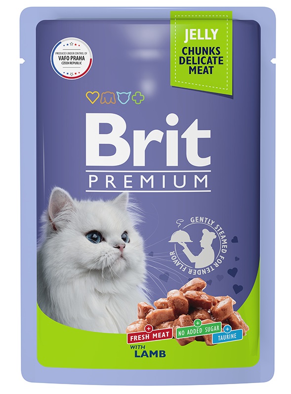 Корм для кошек Brit premium 85 г пауч ягненок в желе