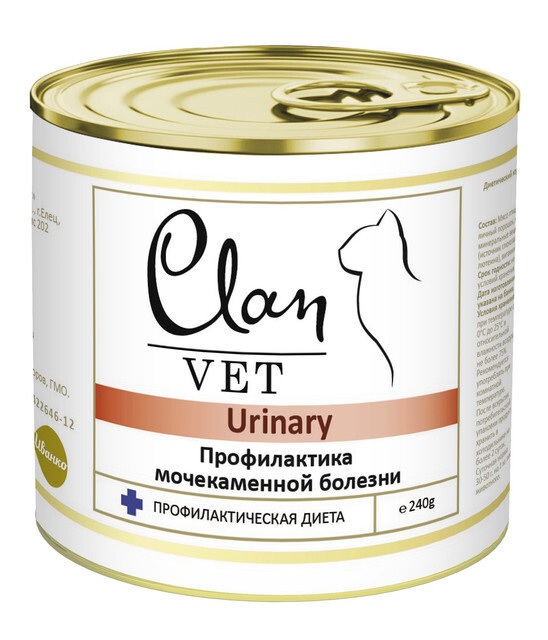 Корм для кошек Clan vet urinary профилактика мкб 240 г бан.