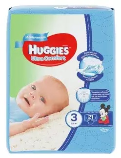 Подгузники Huggies ultra comfort для мальчиков (размер 3) 5-9 кг N 21