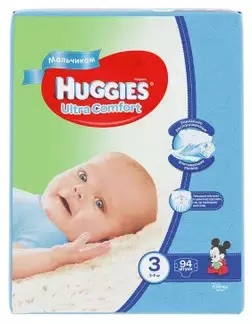 Подгузники Huggies ultra comfort для мальчиков (размер 3) 5-9 кг N 94