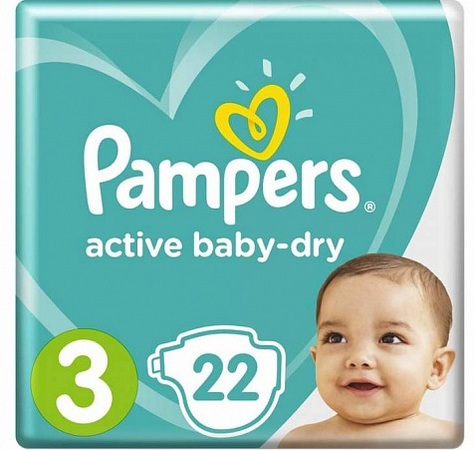 Подгузники Pampers Актив Беби миди (р-р 3) 4-9кг N 22