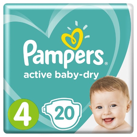 Подгузники Pampers Беби-драй макси (р-р 4) 7-14кг экстра-драй N 20