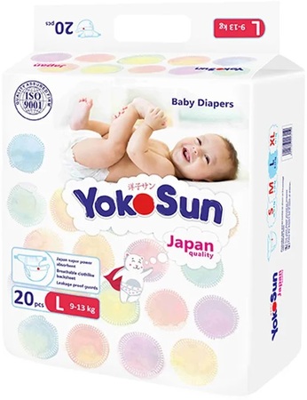 YokoSun подгузники р.L 9-13кг N 20