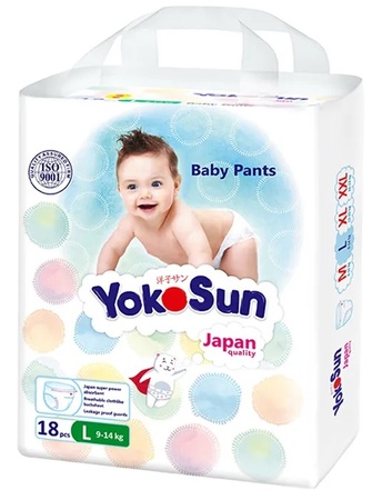 YokoSun подгузники-трусики р.L 9-14кг N 18