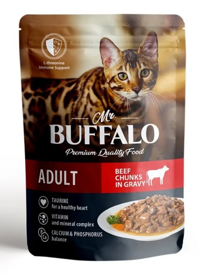 Корм для кошек Mr.buffalo adult 85 г пауч говядина в соусе
