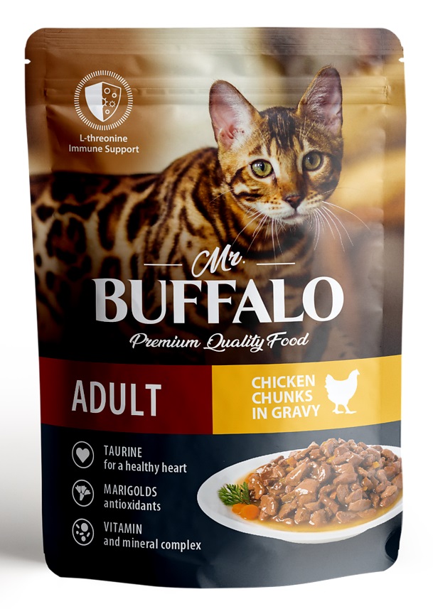 Корм для кошек Mr.buffalo adult 85 г пауч цыпленок в соусе