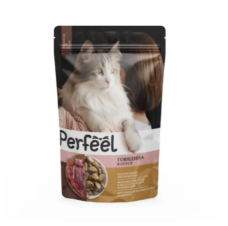 Корм для кошек Perfeel 75 г пауч говядина в соусе