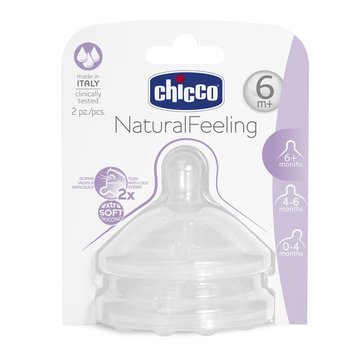 Chicco соска Natural Feeling силиконовая с флексорами быстрый поток +6 мес N 2